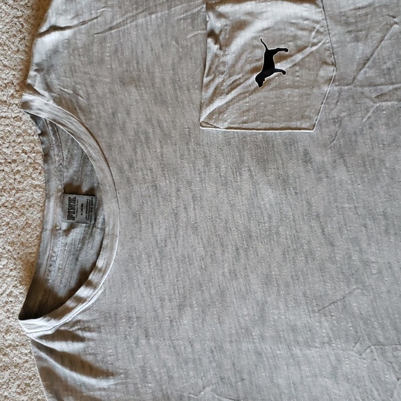 VS PINK Logo Collectable Garment Dyed Cotton Short Sleeve Pocket Crew Tee - Picture 5 of 8